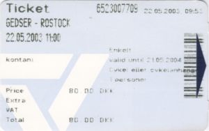 Ticket Fähre Gedser-Rostock